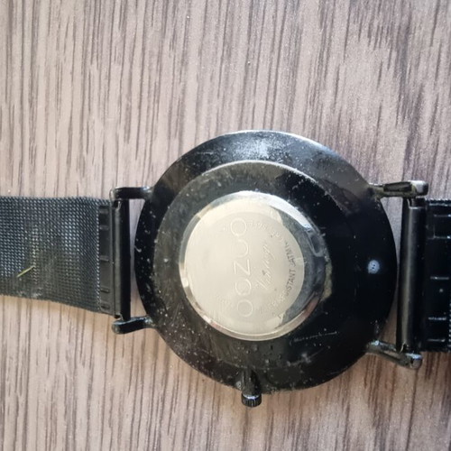 Oozoo Total Black Quartz Watch used with Black Mesh Bracelet