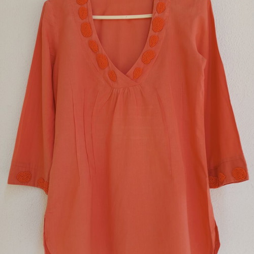 Summertime by Raxevsky Boho tunic blouse coral like new