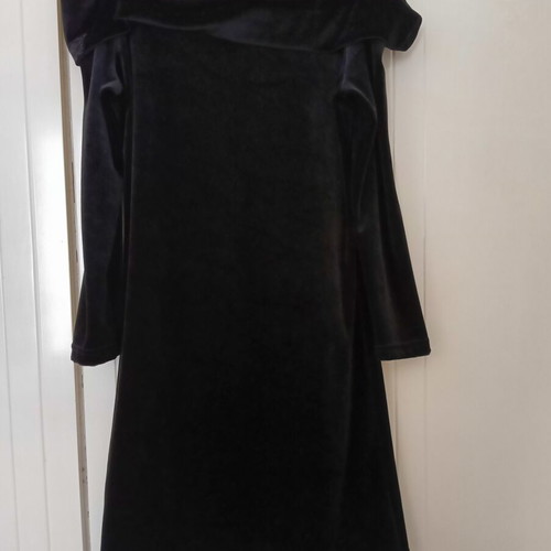 Women's black velvet dress, medium, off-shoulder, winter