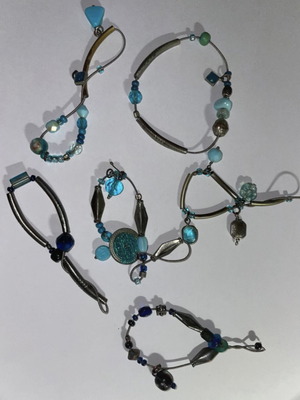 Bracelet set with 8 charms, like new, turquoise and silver