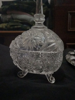 Swedish crystal fondue pot used