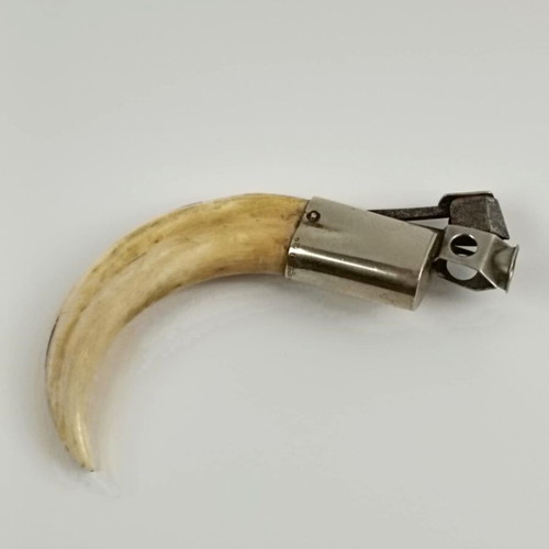 Antique German cigar cutter from 1930s like new, boar tooth and silver