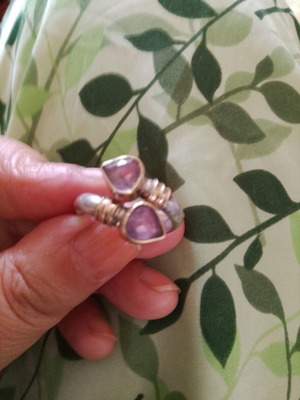 Silver 925 ring with 585 gold and amethyst stones