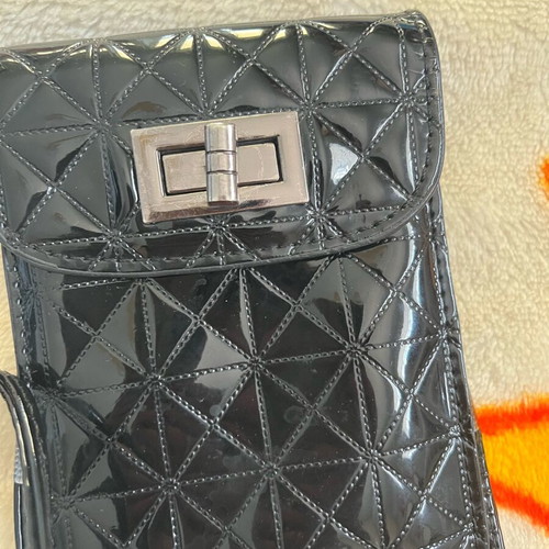 Small black patent leather crossbody bag like new