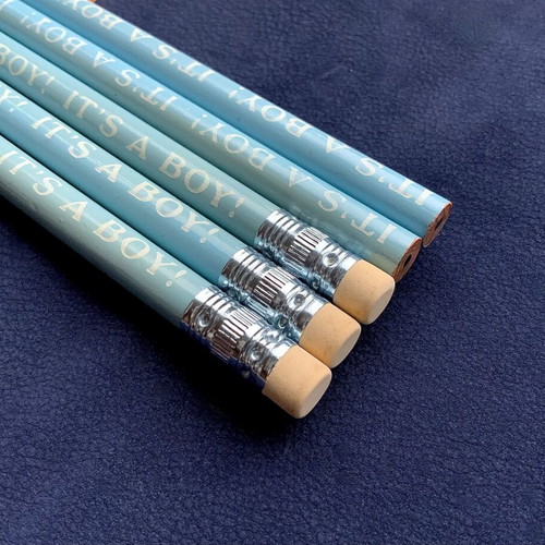 'It’s a Boy' blue pencils set of 5, new