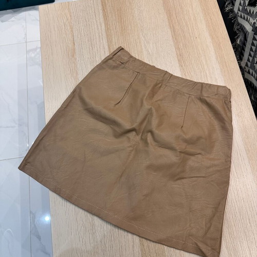 Mini leather skirt beige like new, size S/M