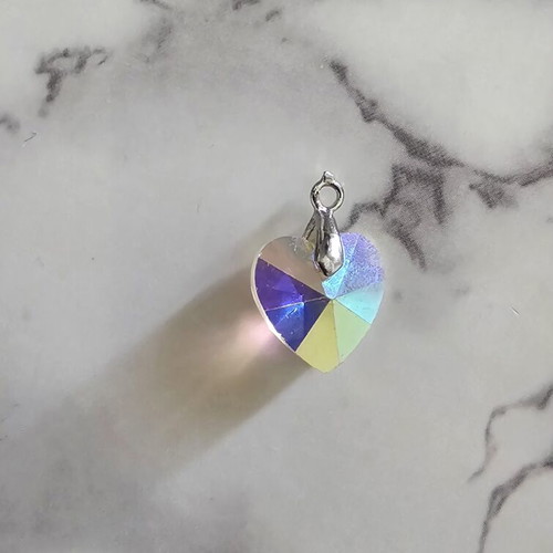 Women's pendant set of 2, steel, holographic heart
