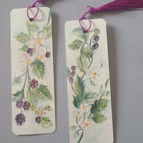 Handmade bookmarks with watercolors set of two, new