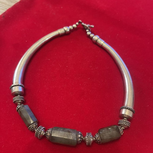 Silver 925 necklace with semi-precious stones vintage used