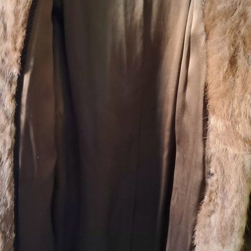 Mink fur coat from whole animal, size L, brown