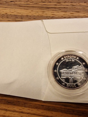Greece 10 ECU Parthenon Proof Silver Coin like new 1994