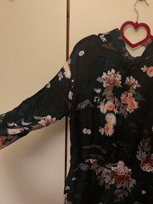 Zara short blouse dress like new, Chinese style, long sleeve, mao collar, black multicolor, size L