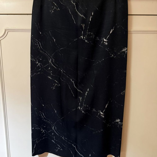 Zara midi satin skirt with marble print, like new, black, size L