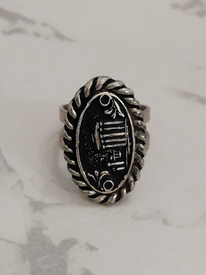 Vintage metal ring from the 1970s, used, silver color