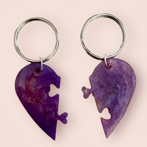 Handmade heart breakable keychains set of 2