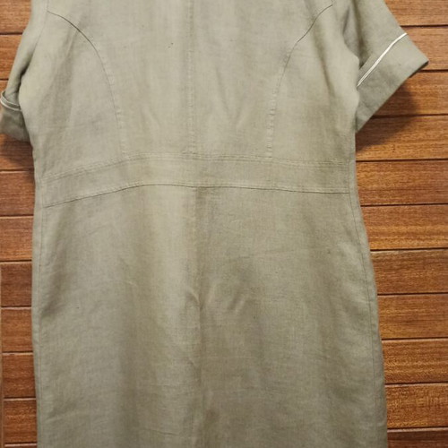 Linen dress size L like new, beige with buttons and pockets