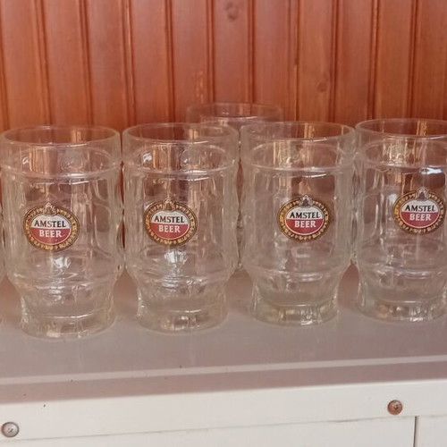 Amstel Beer Glasses used, set of 9, 500ml