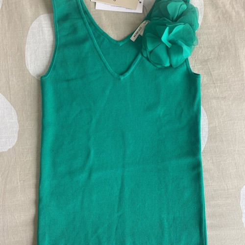Mango tank top new, green, size S with flower
