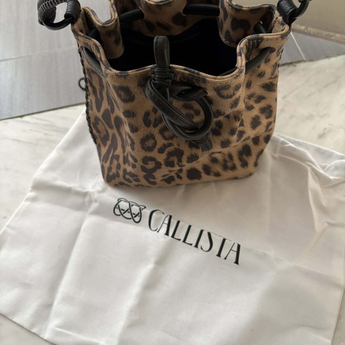 Callista leather bucket bag with leopard print new with certificate
