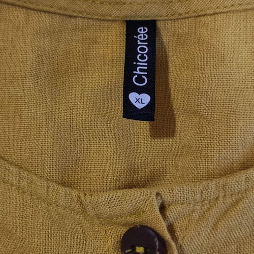 Chicoree women's linen blend shirt jacket XL like new, mustard yellow