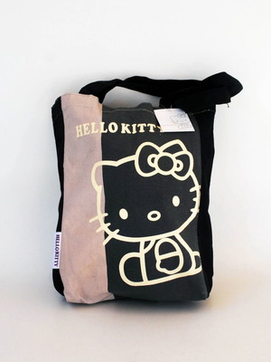 Vintage τσάντα ώμου Hello Kitty καμβάς μαύρη γκρι σαν καινούργια