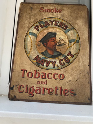Πινακίδα Smoke Player vintage στυλ μεταχειρισμένη, τσιγάρα και πούρα ζωγραφική
