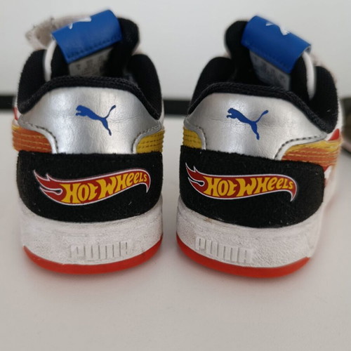 Puma Hot Wheels baby athletic shoes used, size 23, white and red