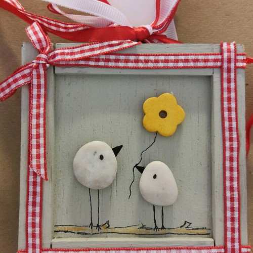 Handmade candle with birds and decorative frame