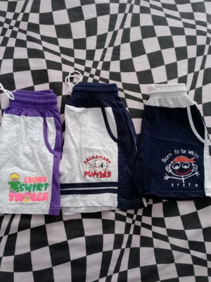 Set of 3 shorts with prints like new, size 6-7 years