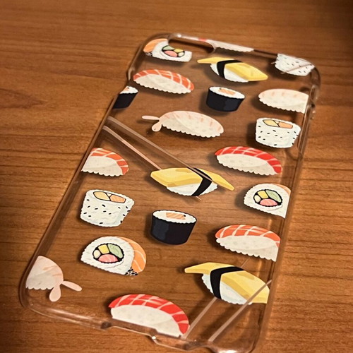 iPhone 6 case transparent with sushi designs in good condition
