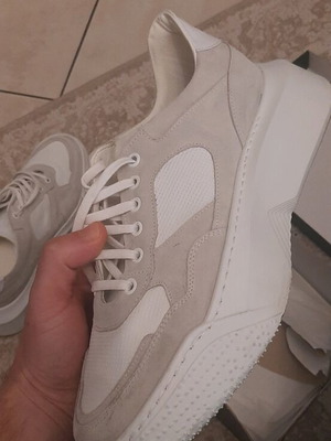 Sneakers N.A.P. δερμάτινα καινούργια, άσπρα και γκρι, μέγεθος 44