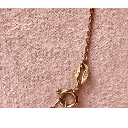 Silver necklace with cross and black stone, rose gold plated, like new