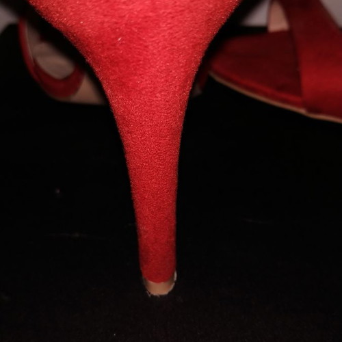 High-heeled sandals used, size 40, red