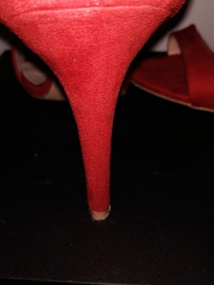 High-heeled sandals used, size 40, red