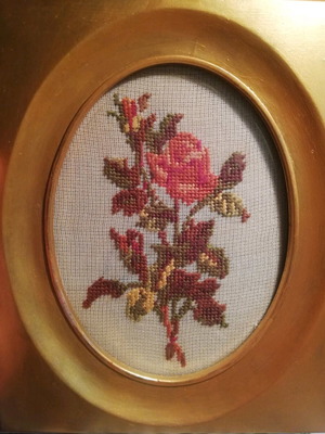Embroidered frame with gilded wooden frame new