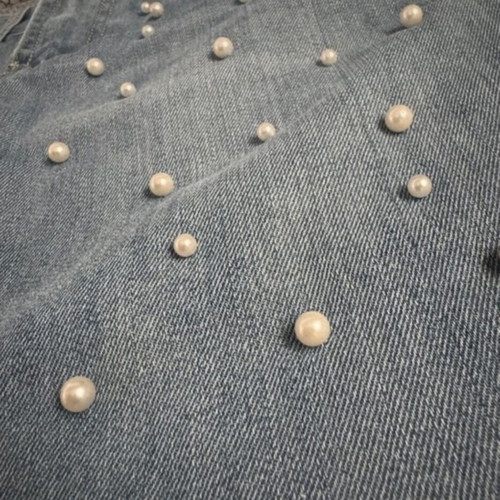 Denim skirt with pearls new, size M, blue