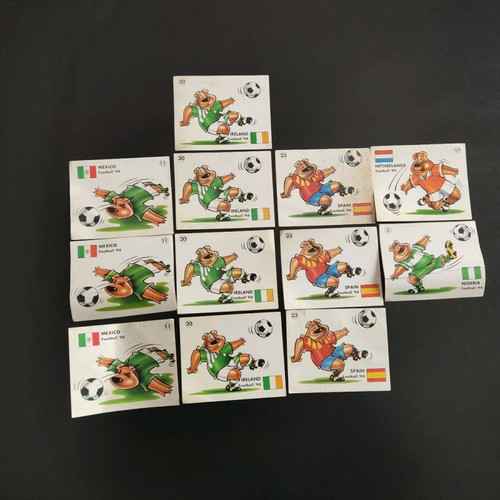 Chupa Chups Football '94 collectible sticker cards used, pack of 12