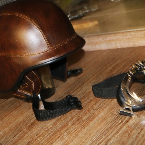 Motorcycle helmet replica US Army with transparent goggles size L new