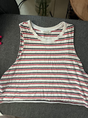 Bershka striped top, white and red, size L