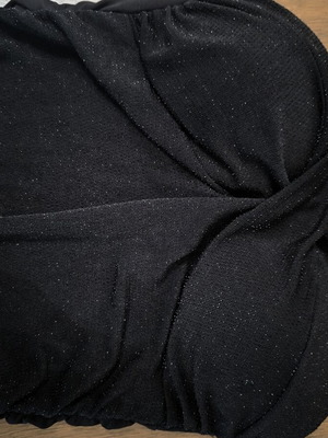 Black strapless blouse new, glitter fabric, size small