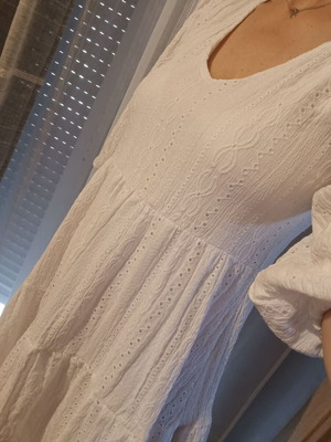 Sinsay White Guipure Dress New Size L with 3/4 Sleeve