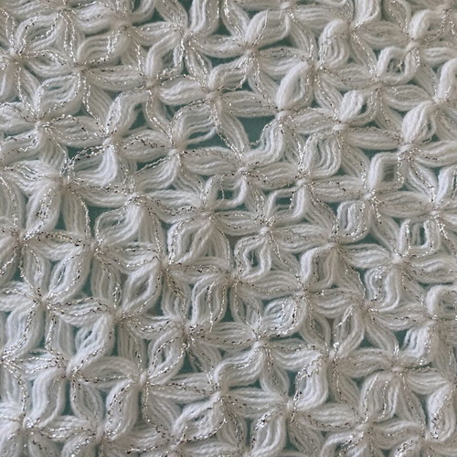 Handmade shawl with silver thread, like new, floral pattern
