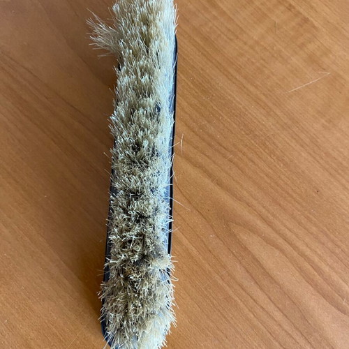 Vintage clothes brush used, 18 cm, with bronze decoration