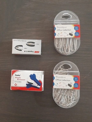 Σετ 2 αποσυρραπτικά και συνδετήρες καινούργια, 100 μεσαίου και 30 μεγάλου μεγέθους