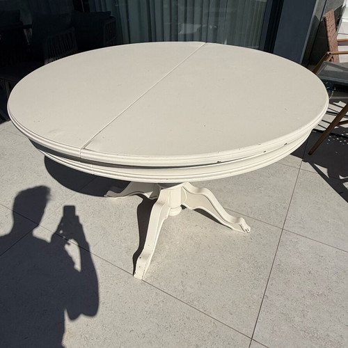 Round dining table with 5 chairs used, solid wood