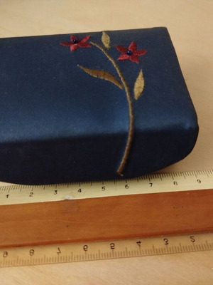 Vintage Avon small makeup clutch dark blue with embroidery, new