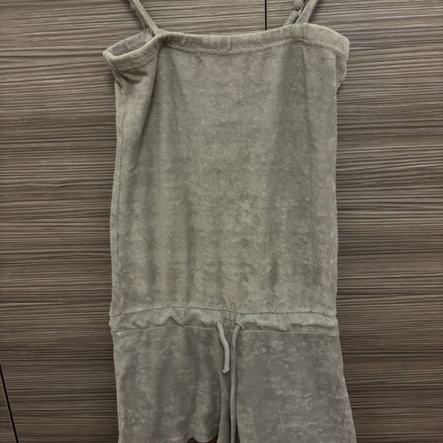 Terry Cloth One-Piece Shorts Romper used, gray, size M