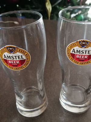 Ποτήρια Amstel Beer μεταχειρισμένα, σετ 2 τεμαχίων