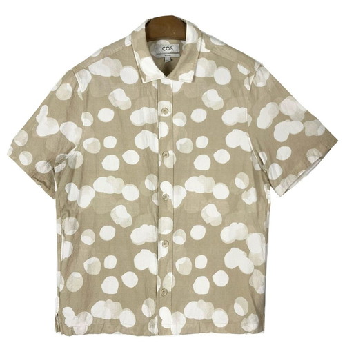 COS Cotton Seersucker Shirt like new, short sleeve, beige with white dots