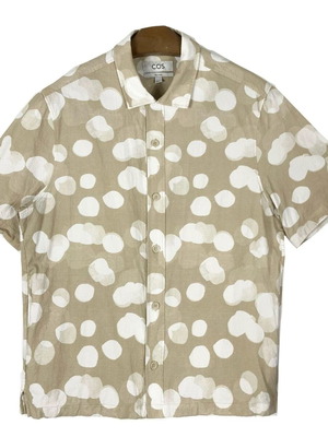 COS Cotton Seersucker Shirt like new, short sleeve, beige with white dots